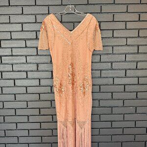 1920s Style Beaded Fringe Flapper Dress – Size Large